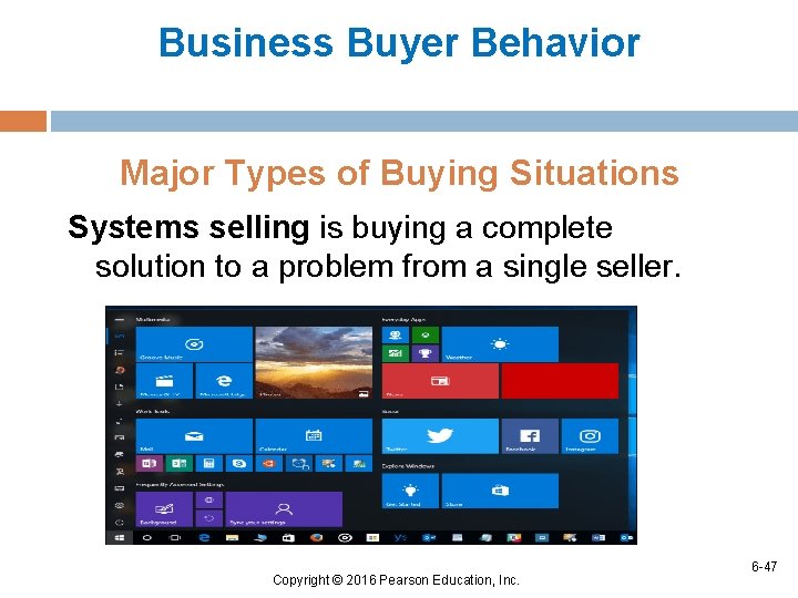 Business Buyer Behavior Major Types of Buying Situations Systems selling is buying a complete