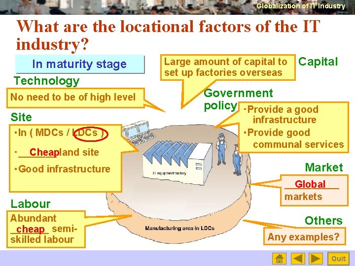 Globalization of IT Industry What are the locational factors of the IT industry? In