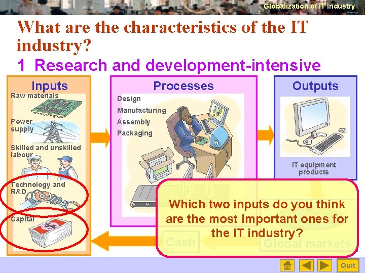 Globalization of IT Industry What are the characteristics of the IT industry? 1 Research