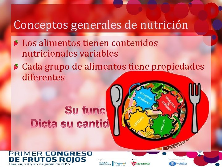 Conceptos generales de nutrición Los alimentos tienen contenidos nutricionales variables Cada grupo de alimentos