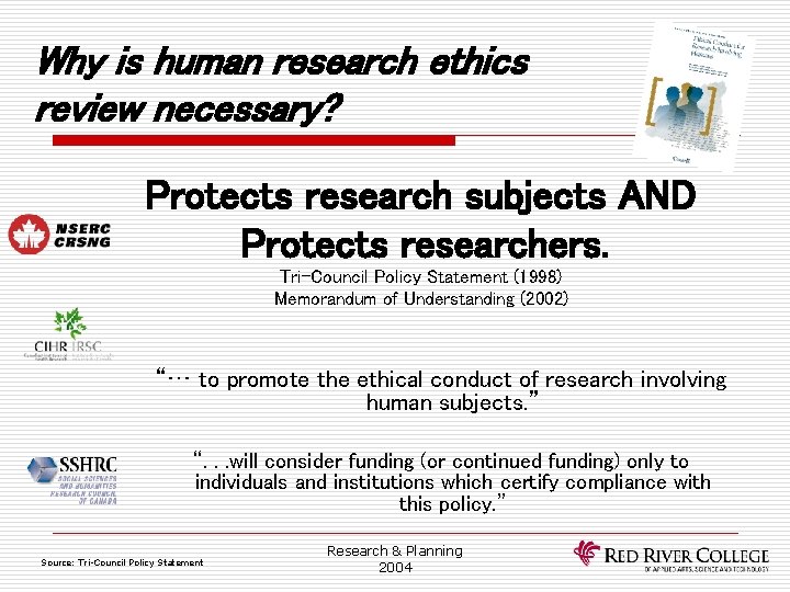 Research Ethics Focusing on research involving human subjects