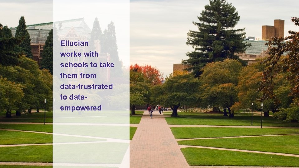 Ellucian works with schools to take them from data-frustrated to dataempowered CONFIDENTIAL & PROPRIETARY