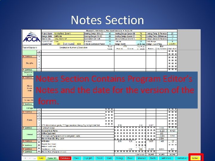Notes Section Contains Program Editor’s Notes and the date for the version of the