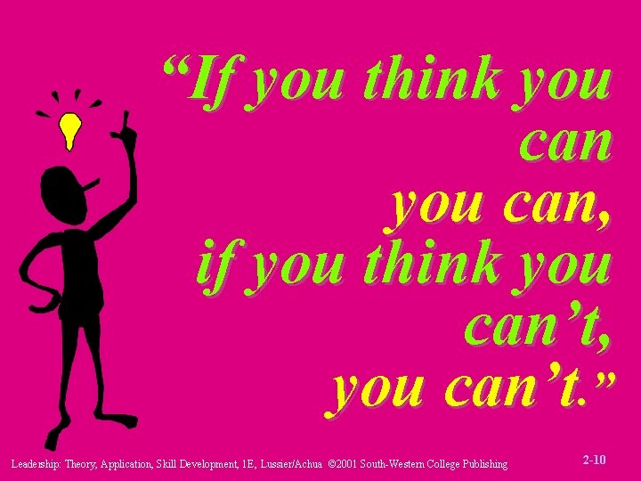 “If you think you can, if you think you can’t, you can’t. ” Leadership: