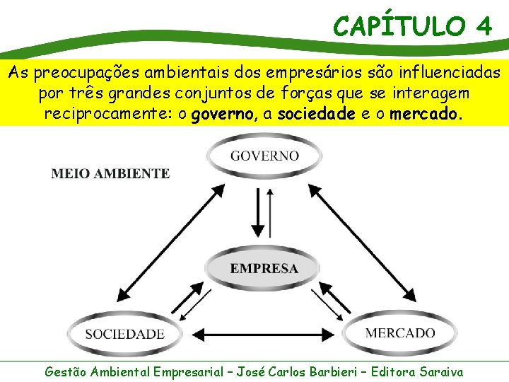 CAPÍTULO 4 As preocupações ambientais dos empresários são influenciadas por três grandes conjuntos de