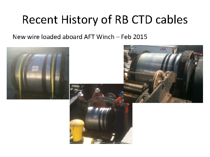 Recent History of RB CTD cables New wire loaded aboard AFT Winch – Feb