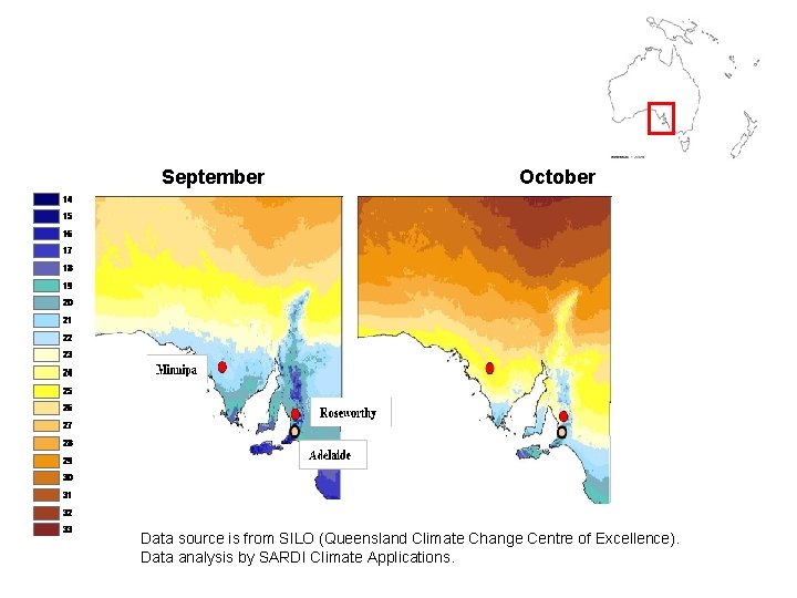 Average maximum temperature (1957 -2009) September October Data source is from SILO (Queensland Climate