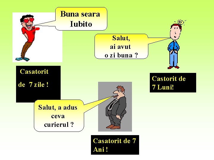 Buna seara Iubito Salut, ai avut o zi buna ? Casatorit Castorit de 7