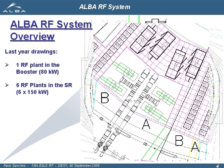 ALBA RF System Overview Last year drawings: Ø 1 RF plant in the Booster