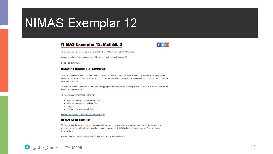 NIMAS Exemplar 12 @AEM_Center #AEM 4 All 13 