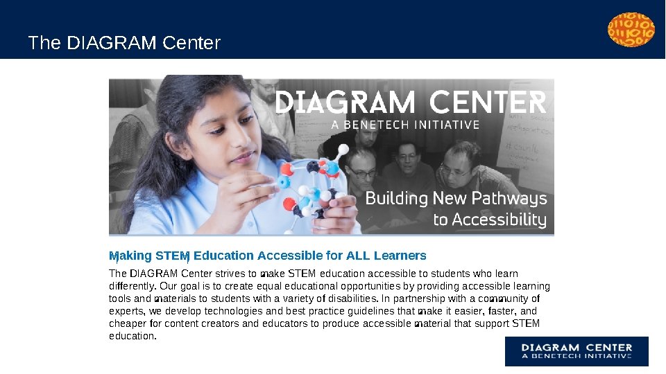 The DIAGRAM Center Making STEM Education Accessible for ALL Learners The DIAGRAM Center strives