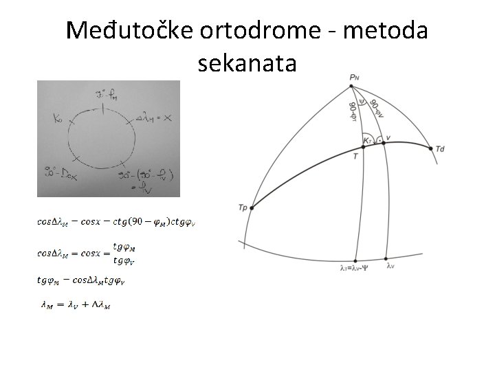 Međutočke ortodrome - metoda sekanata 