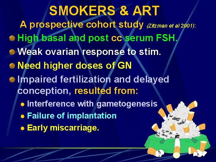 SMOKERS & ART A prospective cohort study (Zitzman et al 2001): High basal and