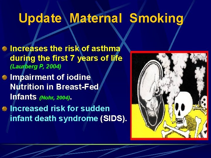 Update Maternal Smoking Increases the risk of asthma during the first 7 years of