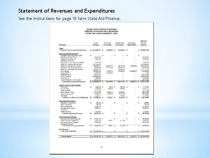Statement of Revenues and Expenditures See the instructions for page 10 form State Aid