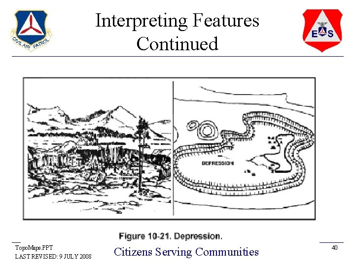 Interpreting Features Continued Topo. Maps. PPT LAST REVISED: 9 JULY 2008 Citizens Serving Communities