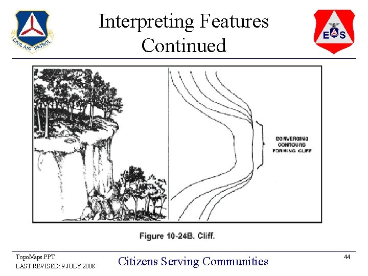 Interpreting Features Continued Topo. Maps. PPT LAST REVISED: 9 JULY 2008 Citizens Serving Communities