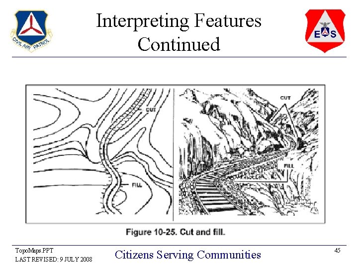 Interpreting Features Continued Topo. Maps. PPT LAST REVISED: 9 JULY 2008 Citizens Serving Communities