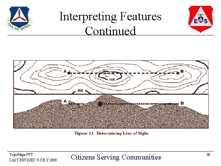 Interpreting Features Continued Topo. Maps. PPT LAST REVISED: 9 JULY 2008 Citizens Serving Communities