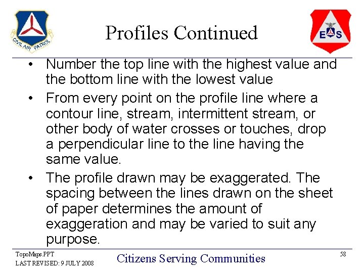 Profiles Continued • Number the top line with the highest value and the bottom