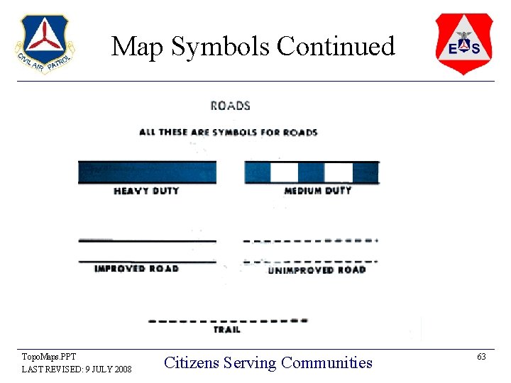 Map Symbols Continued Topo. Maps. PPT LAST REVISED: 9 JULY 2008 Citizens Serving Communities