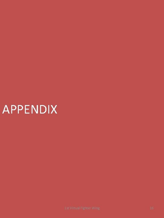 APPENDIX 1 st Virtual Fighter Wing 16 