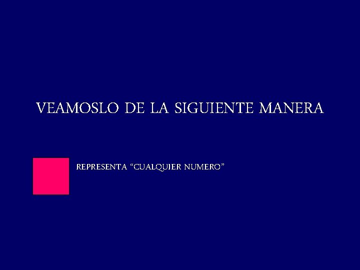 VEAMOSLO DE LA SIGUIENTE MANERA REPRESENTA “CUALQUIER NUMERO” 