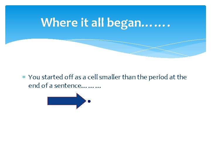 Where it all began……. You started off as a cell smaller than the period