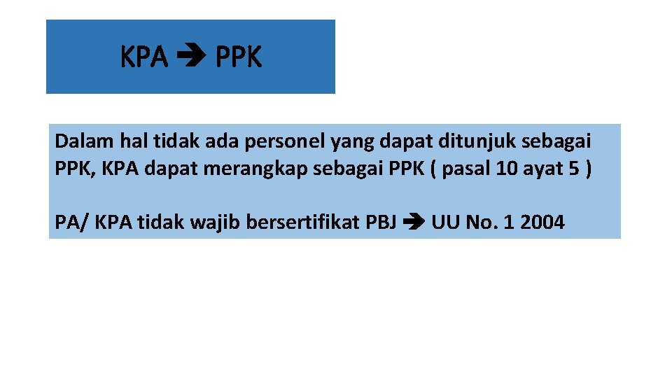 KPA PPK Dalam hal tidak ada personel yang dapat ditunjuk sebagai PPK, KPA dapat KPA PPK Dalam hal tidak ada personel yang dapat ditunjuk sebagai PPK, KPA dapat