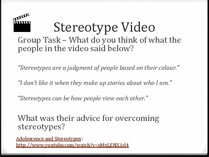 Stereotype Video Group Task – What do you think of what the people