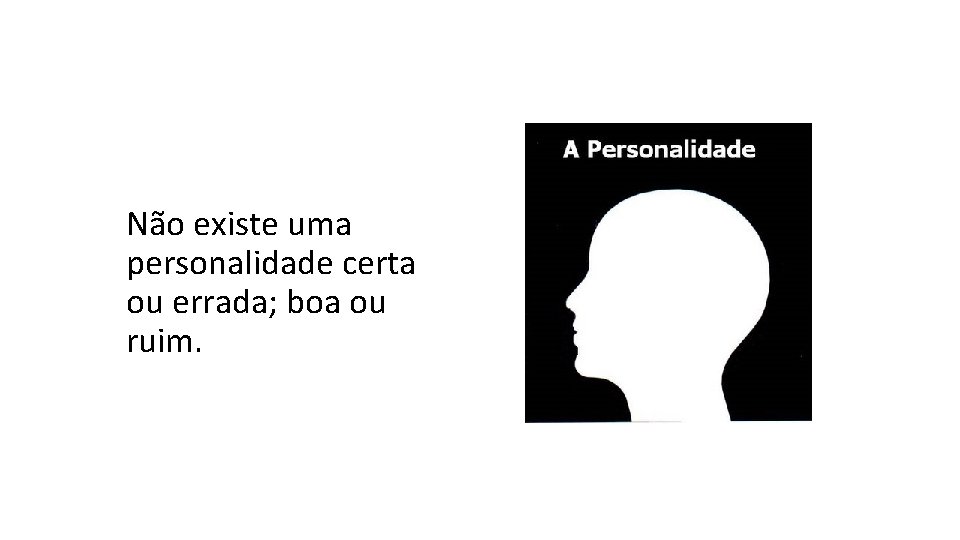 Não existe uma personalidade certa ou errada; boa ou ruim. 