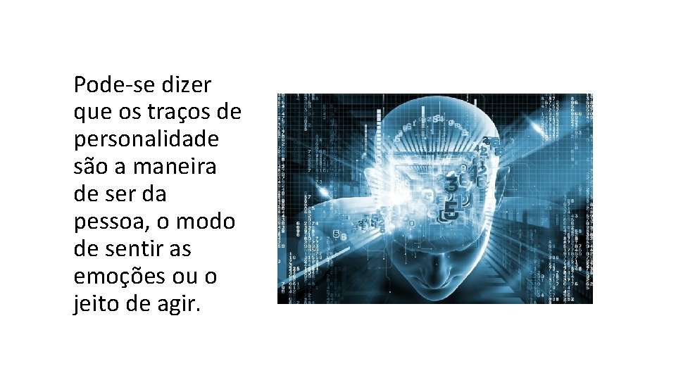 Pode-se dizer que os traços de personalidade são a maneira de ser da pessoa,