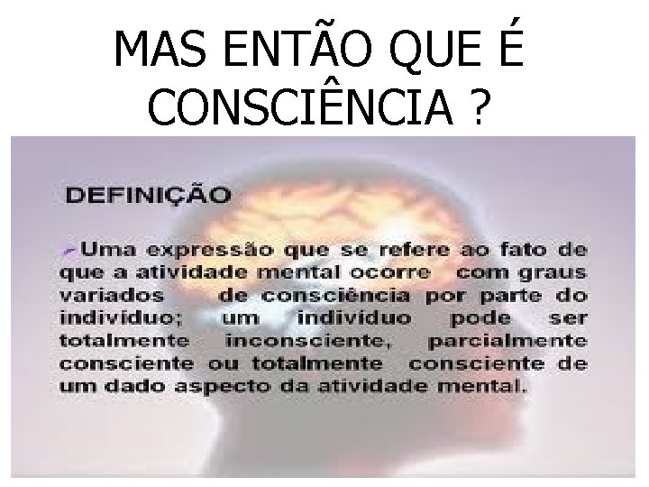 MAS ENTÃO QUE É CONSCIÊNCIA ? 