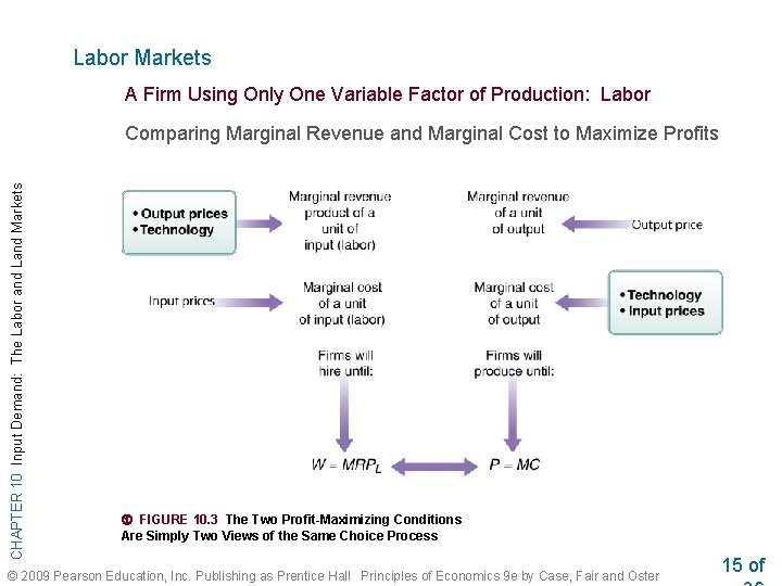 Labor Markets A Firm Using Only One Variable Factor of Production: Labor CHAPTER 10