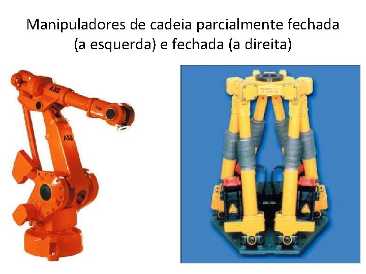 Manipuladores de cadeia parcialmente fechada (a esquerda) e fechada (a direita) 