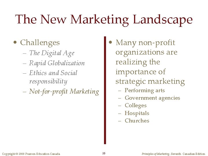 The New Marketing Landscape • Challenges • Many non-profit organizations are realizing the importance