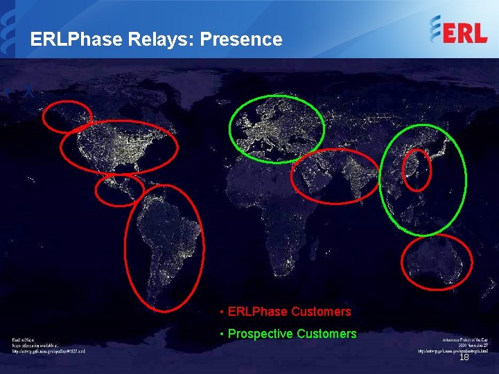 ERLPhase Relays: Presence • X • ERLPhase Customers • Prospective Customers 18 