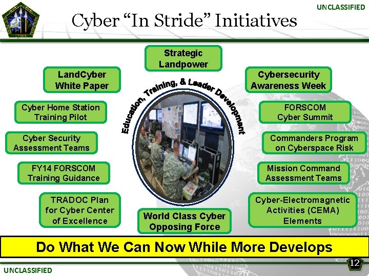 Cyber “In Stride” Initiatives UNCLASSIFIED Strategic Landpower Land. Cyber White Paper Cybersecurity Awareness Week