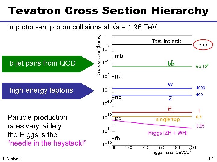 Tevatron Cross Section Hierarchy In proton-antiproton collisions at s = 1. 96 Te. V: