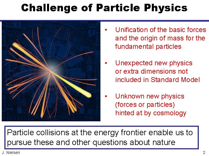 Challenge of Particle Physics • Unification of the basic forces and the origin of