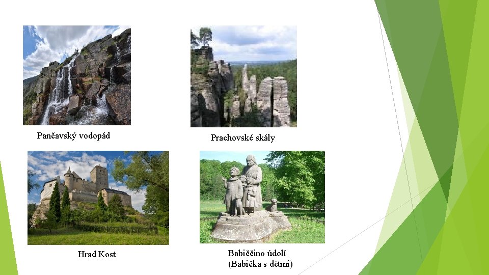 Pančavský vodopád Hrad Kost Prachovské skály Babiččino údolí (Babička s dětmi) 
