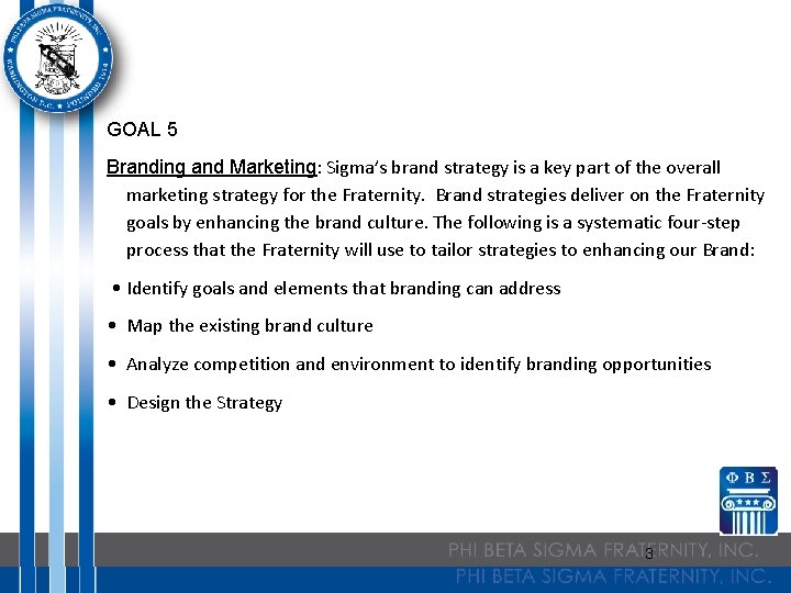 GOAL 5 Branding and Marketing: Sigma’s brand strategy is a key part of the