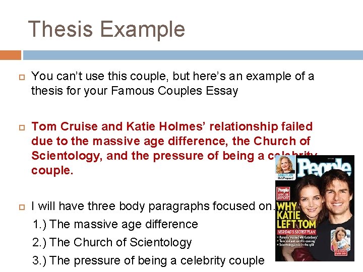 Thesis Example You can’t use this couple, but here’s an example of a thesis