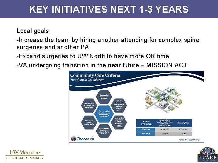 KEY INITIATIVES NEXT 1 -3 YEARS Local goals: -Increase the team by hiring another