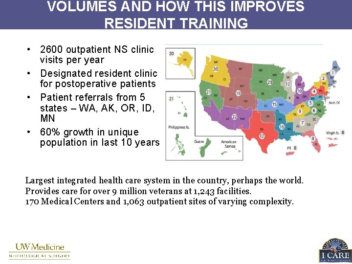 VOLUMES AND HOW THIS IMPROVES RESIDENT TRAINING • 2600 outpatient NS clinic visits per