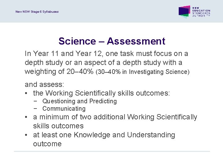 New NSW Stage 6 Syllabuses Science – Assessment In Year 11 and Year 12,