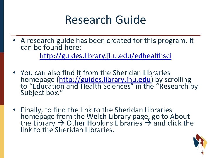 Research Guide • A research guide has been created for this program. It can