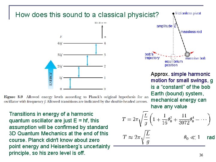 How does this sound to a classical physicist? Approx. simple harmonic motion for small