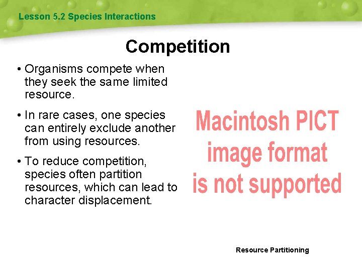 Lesson 5. 2 Species Interactions Competition • Organisms compete when they seek the same