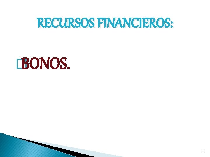 RECURSOS FINANCIEROS: � BONOS. 40 